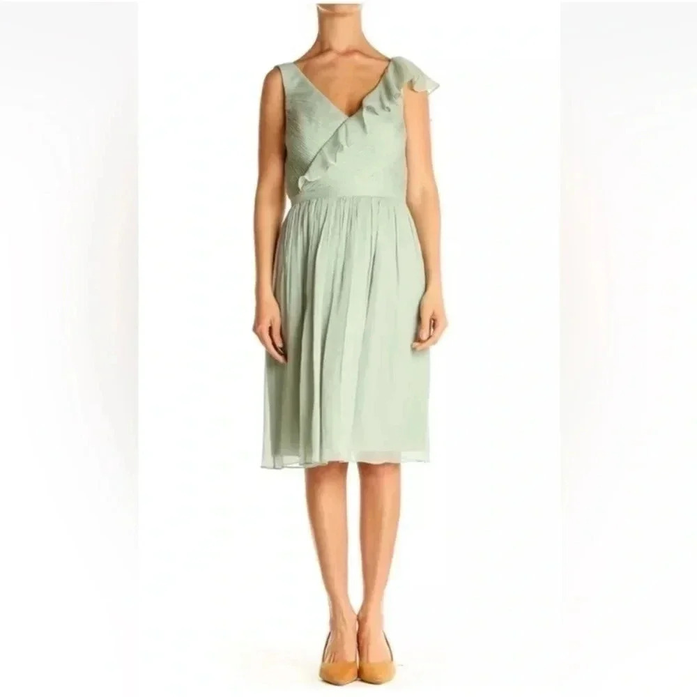 NWT Silk Crew Dress size  2 wedding bridesmaid Kelly green fairy core bridgerton